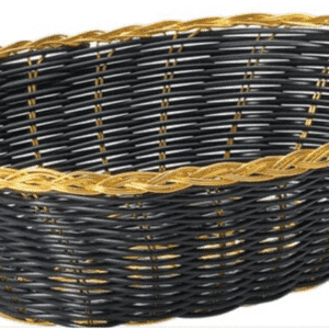 Wicker Bread Basket - Black & Gold