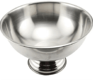 Pedestal Punch Bowl, Large Silver Stainless Steel, 3.4 Gallon