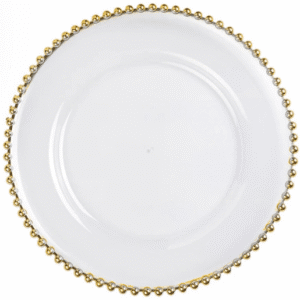 Acrylic Charger 13" - Clear Gold Dotted