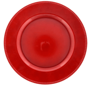 Acrylic Charger 13″ - Red Dotted