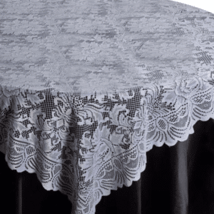 Floral Lace 90″ X 90″ White Table Overlay