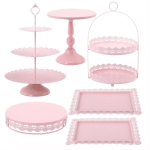 6 Pcs Pink Cake Stand Set