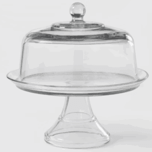 Round Glass Cake Stand 8" W. Cover