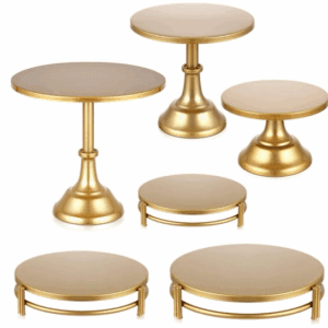 Set of 6 Gold Cake stand Round