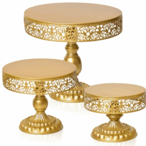 Set of 3 Cake Stand - Gold 8" 10" 12"