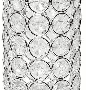 Crystal Beaded Votive Pillar Candle Holder 9" Gold