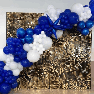 Gold Shimmer Wall w/ Balloon Garland
