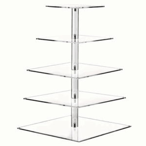 5 Tier Acrylic Square Cupcake Stand Clear