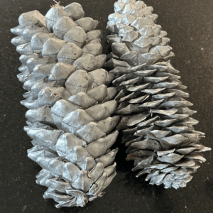 Decorative Pinecone Figurine, Silver 10"