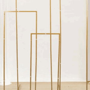 Gold Metal Frame Wedding Arch, Rectangular Backdrop Stand