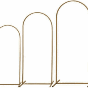 Gold Heavy Duty Chiara Metal Arch with Round Top Backdrop Stands - Set of 3
