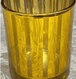 Birch Votive Tea Light| Glass Candle Holder, Stripe - Gold