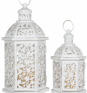 Hanging Decorative Lanterns, White 7" 15"