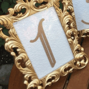 Gold Table Sign with Design, Rental