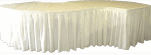 8 ft Serpentine Table Skirt - White