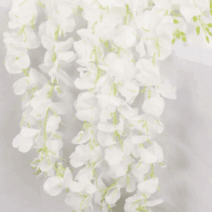 Hanging Wisteria Vines Silk Flower Stem - Ivory / White